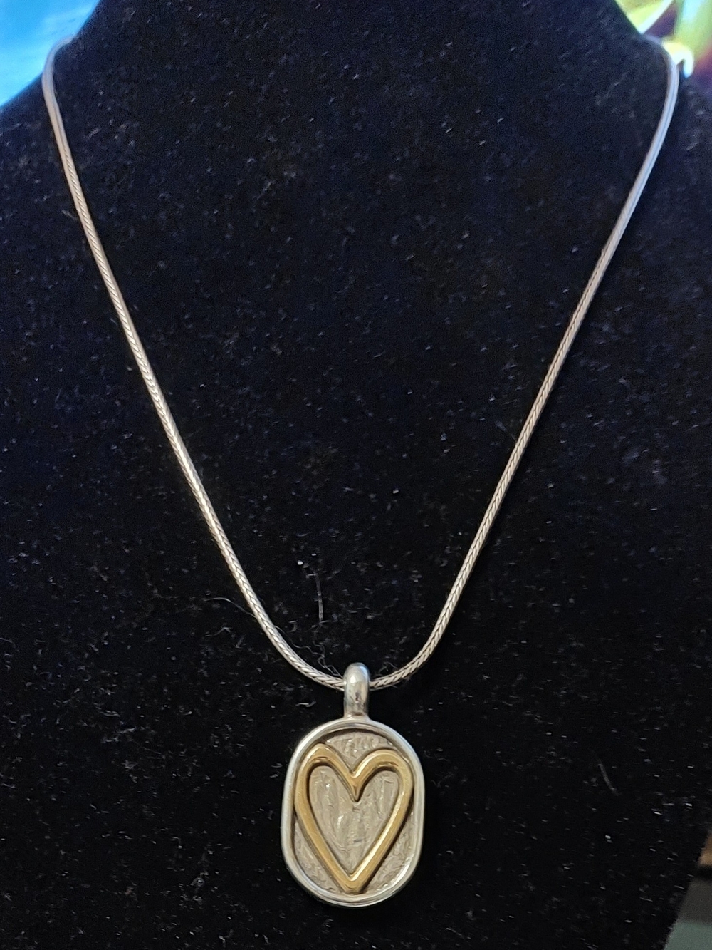 Retired Brighton Y2K Reversible Two-Tone Heart Pendant Necklace - Gold & Silver